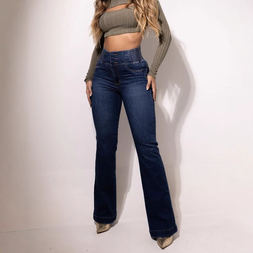 Women's Flared Jeans with High Waist and Fitted Cut Lune London
