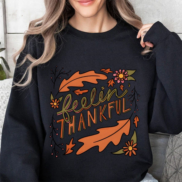 Sweat-shirt femme avec motif automnal coloré et lettrage inspirant Chic & Stil