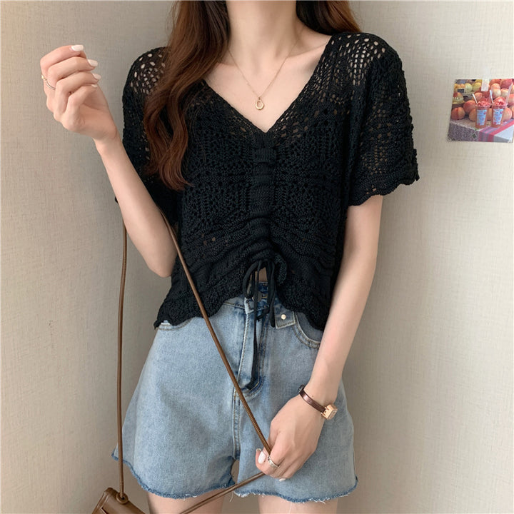 Women's knitted sweater with decorative gathers Lune London