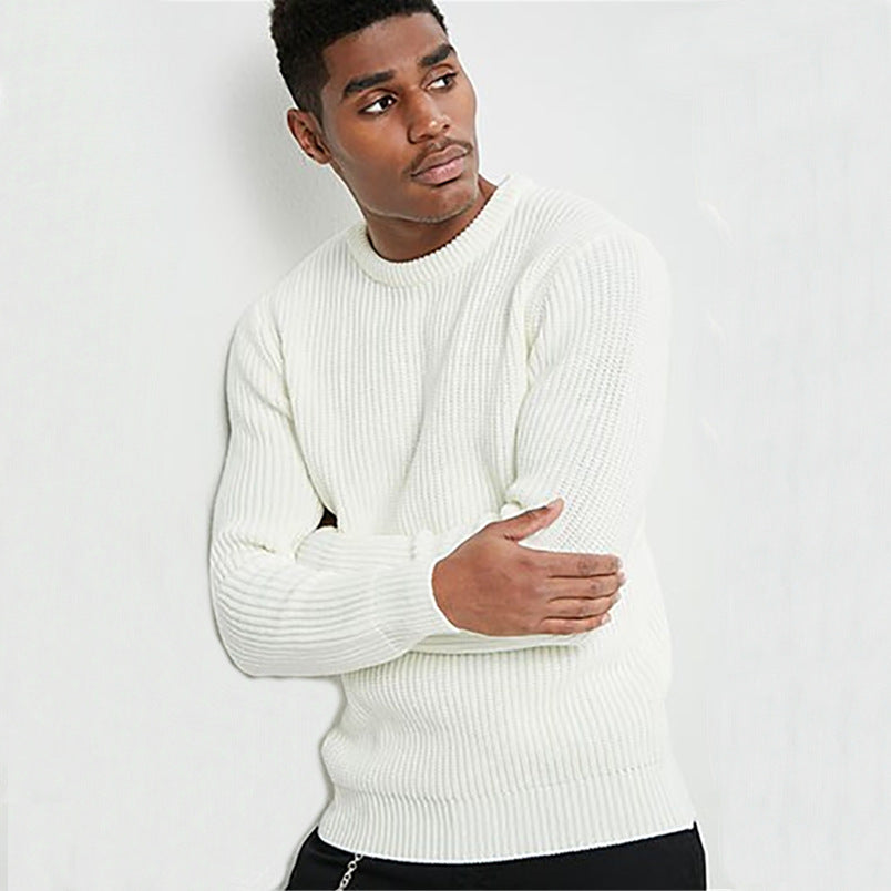 Raw knit sweater for men with textured pattern and round neck Chic and Style