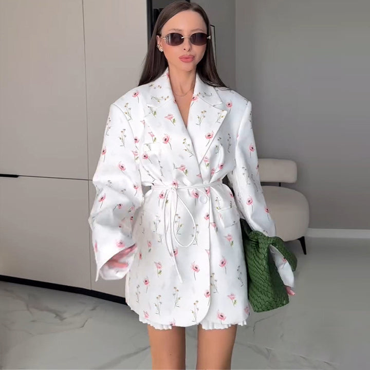 Ladies Elegant Blazer Jacket with Chic Floral Details