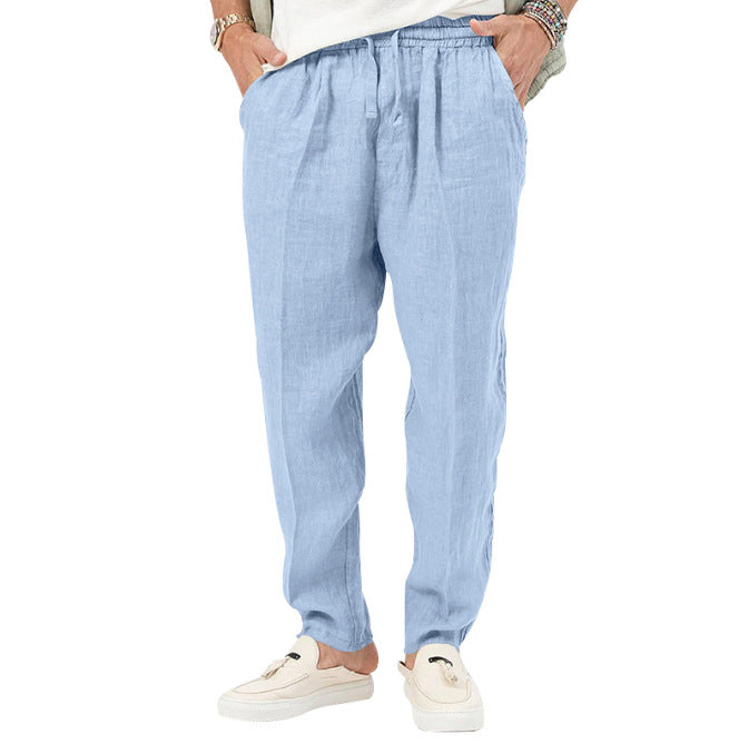 Light linen pants for men with elastic waist and practical pockets Lune London