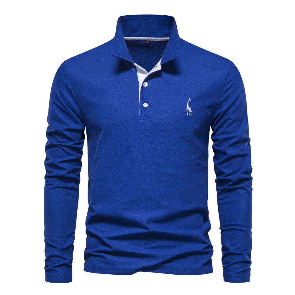Men's Long Sleeve Polo Shirt with Modern Collar and Breathable Cotton Quality Lune London