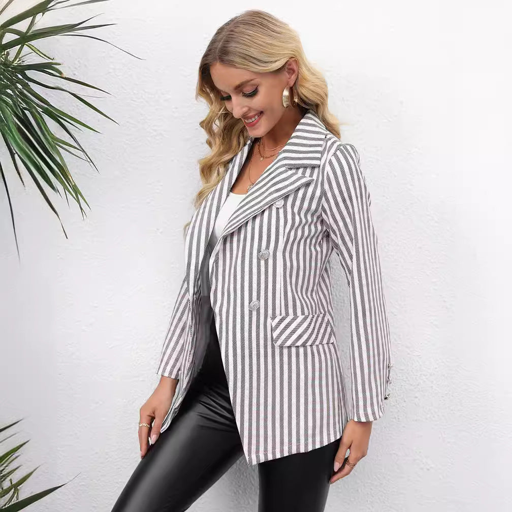Plaid blazer for women with double-breasted and slim silhouette Lune London