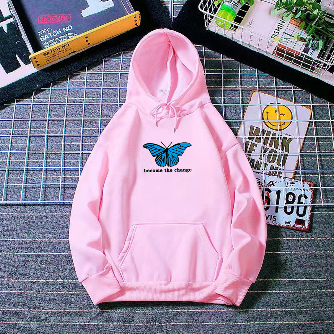 Women's hoodie with modern butterfly motif and inspiring inscription Chic & Stil