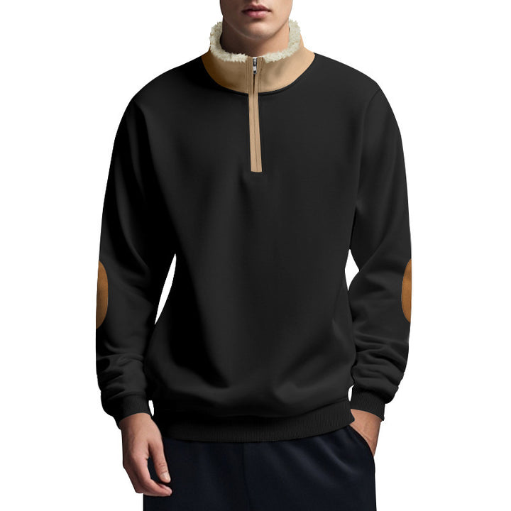Fleece pullover for men with high collar and zipper Lune London