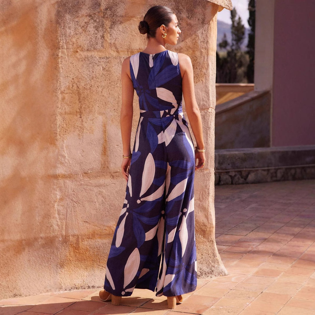 Maxi floral dress for women with tie belt and elegant cut Chic & Stil