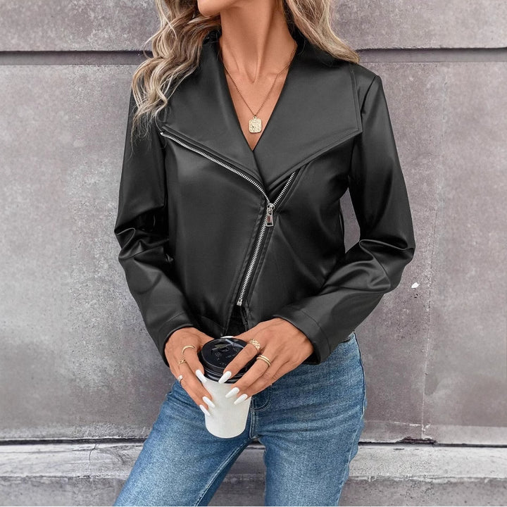 Lune London Women's Biker Jacket with Asymmetrical Zipper