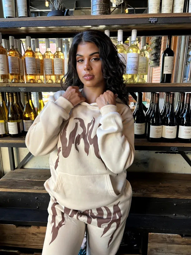 Ladies Sporty Hoodie and Jogging Set with Unique Graphic Print Lune London