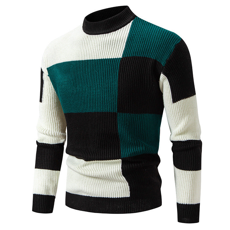 Elegant turtleneck sweater for men with structured checkered pattern Lune London