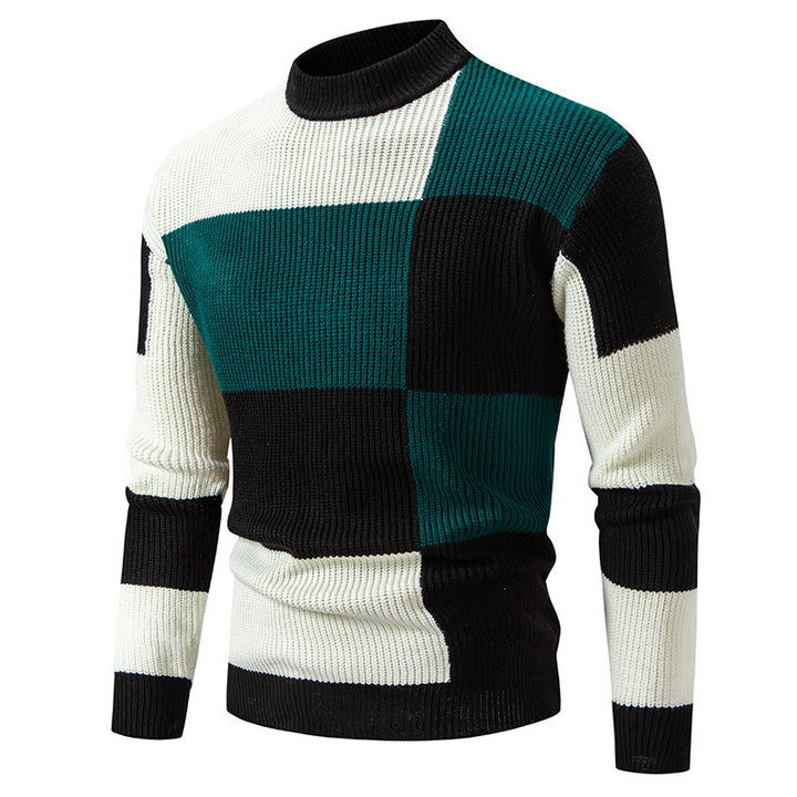 Elegant turtleneck sweater for men with structured checkered pattern Lune London