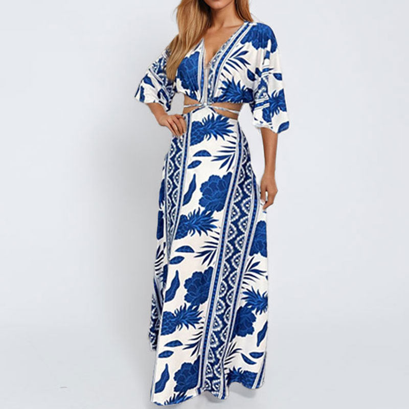 Robe maxi pour femmes avec des motifs élégants en vagues Chic & Stil