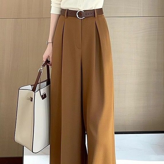 Pantalons larges taille haute pour femmes avec de fins détails de plis Chic & Stil