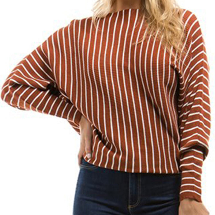 Wide cut striped women's sweater with innovative design Lune London