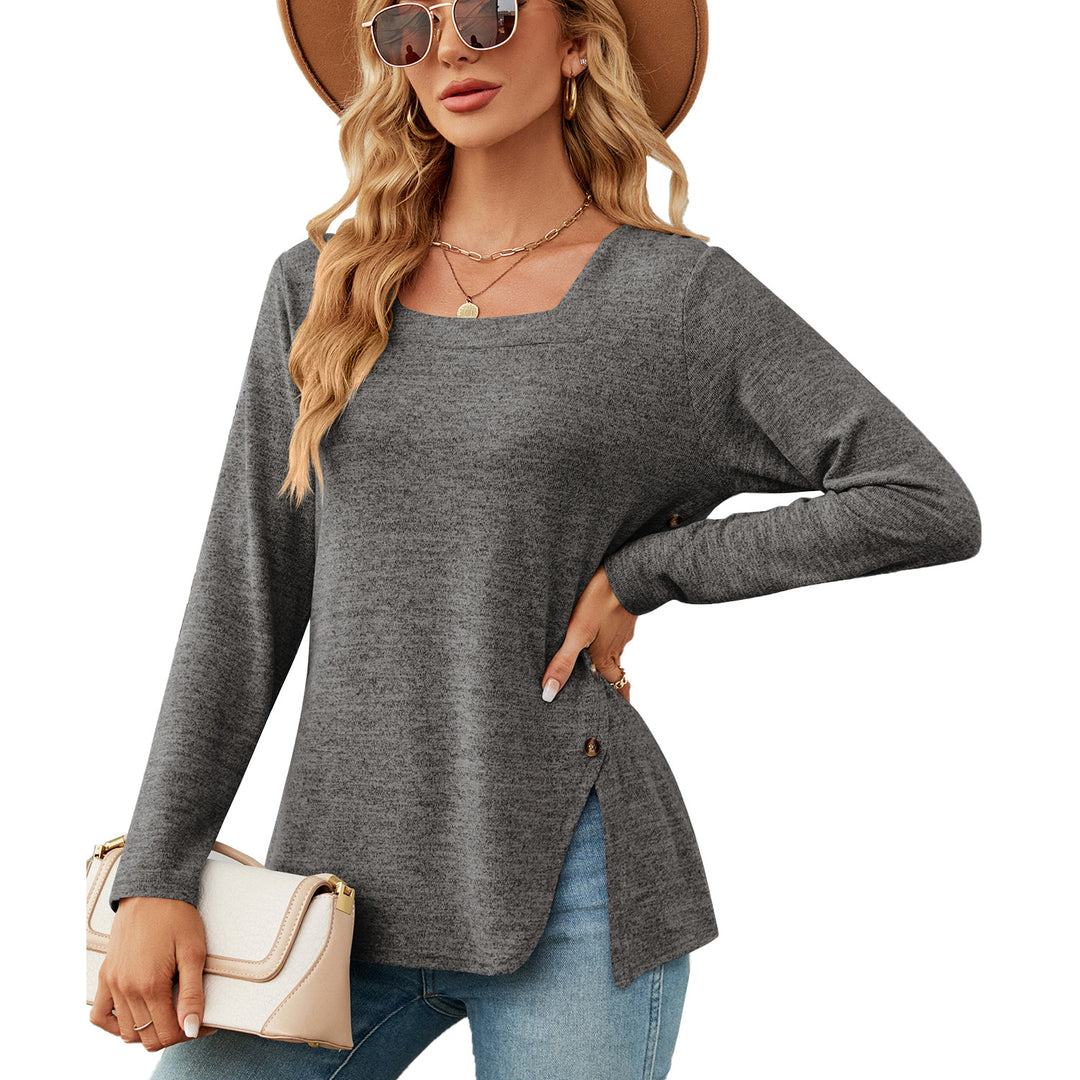 Casual long sleeve top for women with asymmetrical hem Lune London