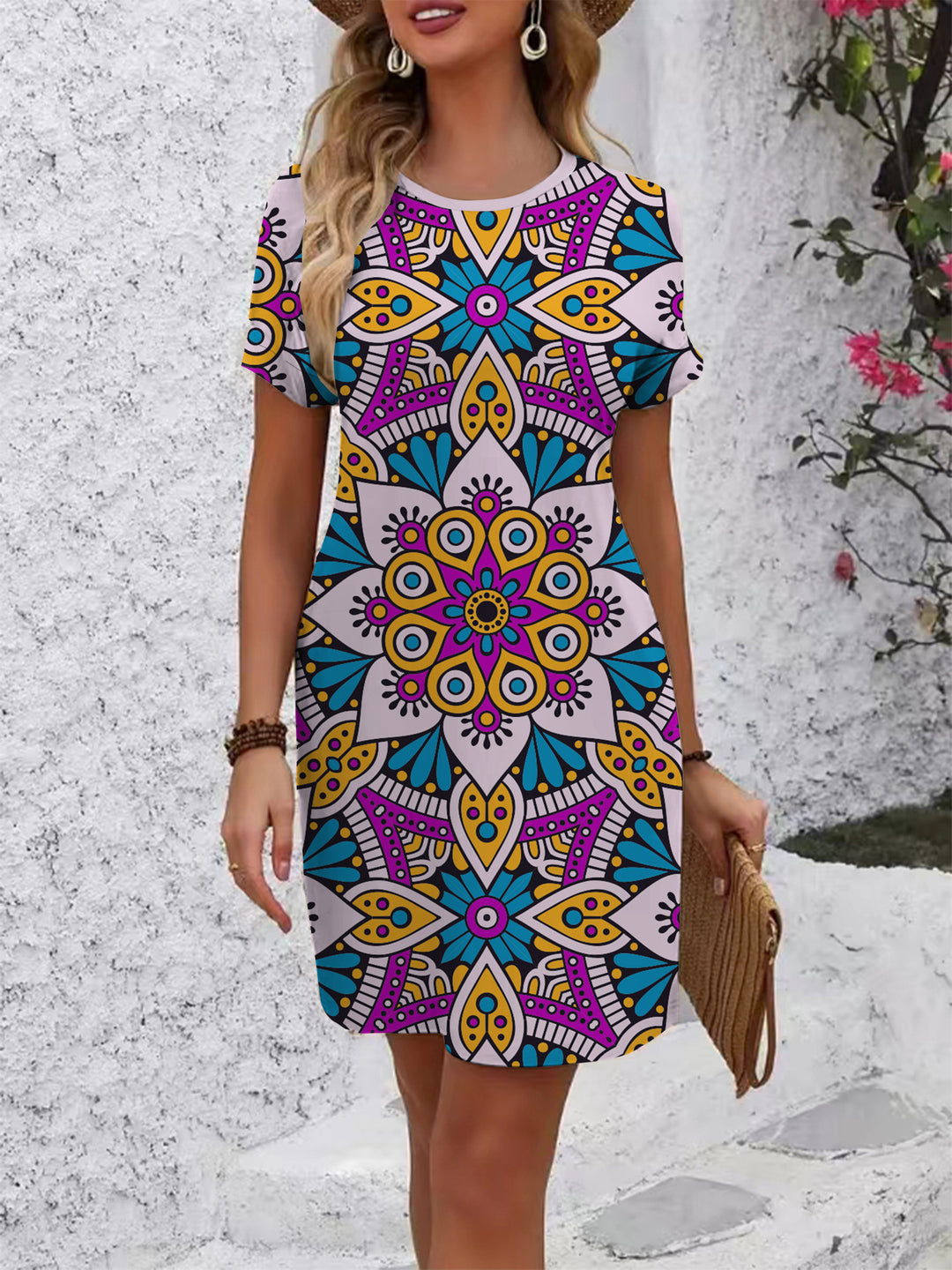 Women colorful mandala dress in casual cut Lune London