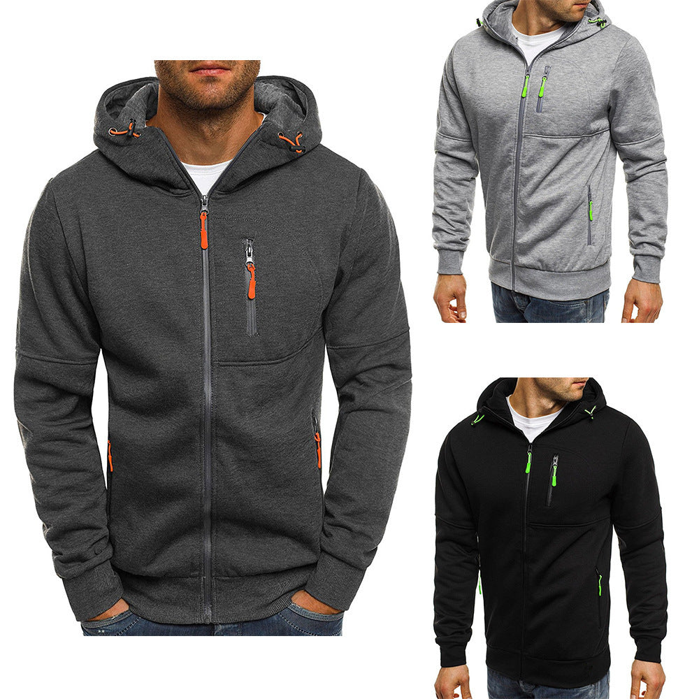 Functional jacket for men with practical zippered pockets and an adjustable hood edge Lune London