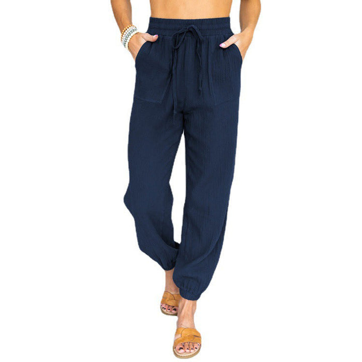 Ladies Airy Leisure Pants with Elastic Waistband and Side Pockets Lune London