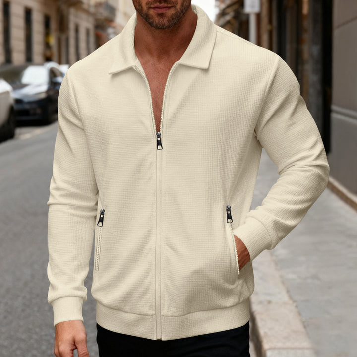 Men's sports jacket with innovative high collar and practical zippered pockets Lune London