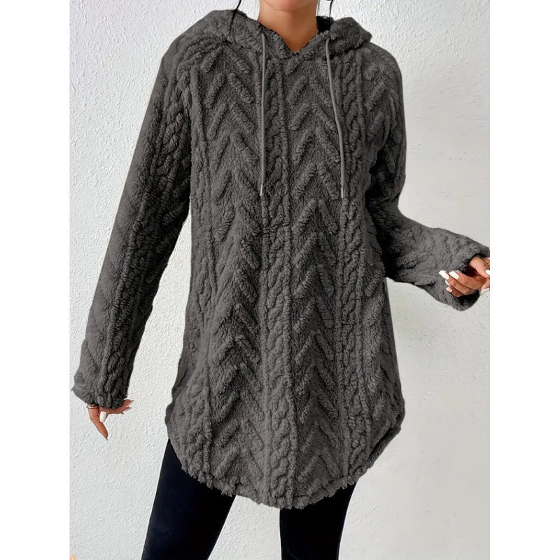 Cozy knit jacket for women with hood and side pockets Lune London
