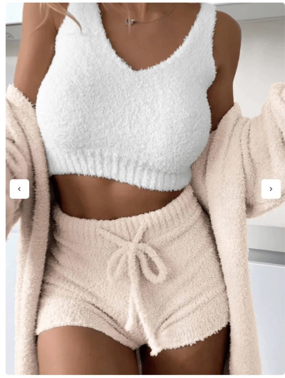 Women cozy lounge set with crop top and shorts Lune London