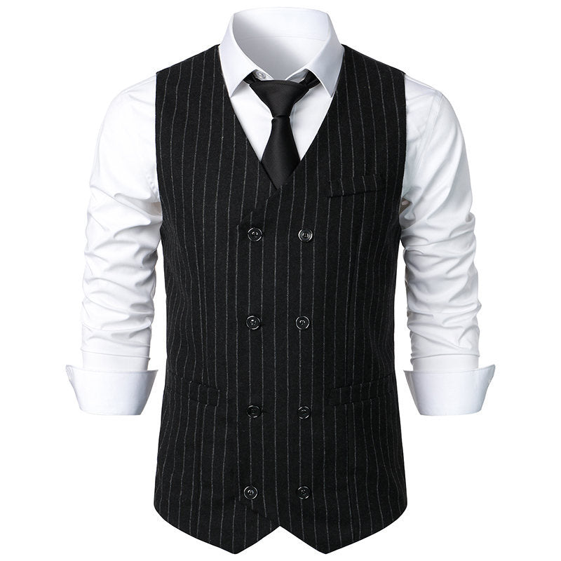 Elegant men's suit vest with classic striped design and practical pockets Lune London
