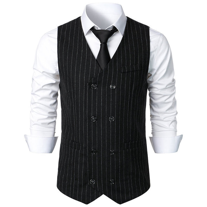 Elegant men's suit vest with classic striped design and practical pockets Lune London