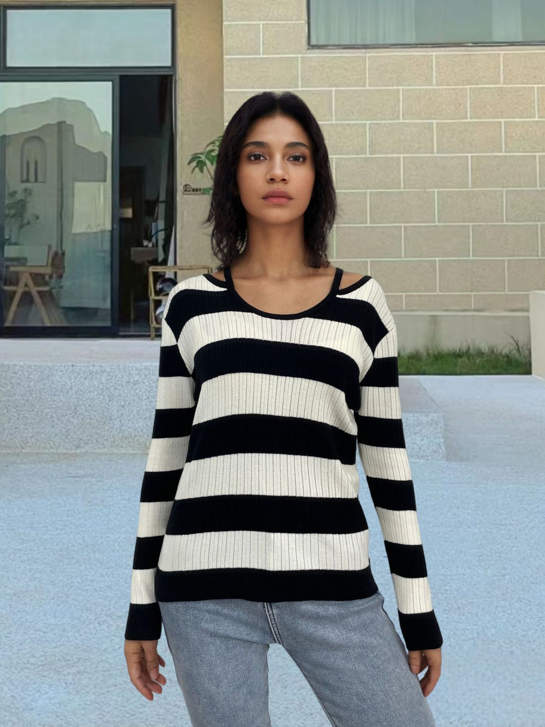 Casual ribbed knit sweater for women Lune London