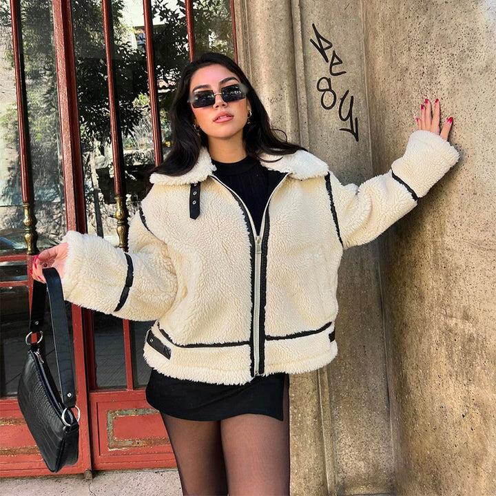 Fleece jacket for women with high collar Lune London