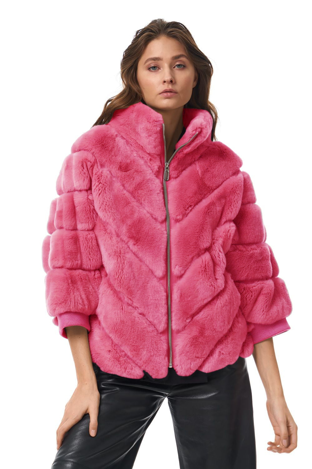 Ladies Cozy Faux Fur Jacket with Quilted Design Lune London