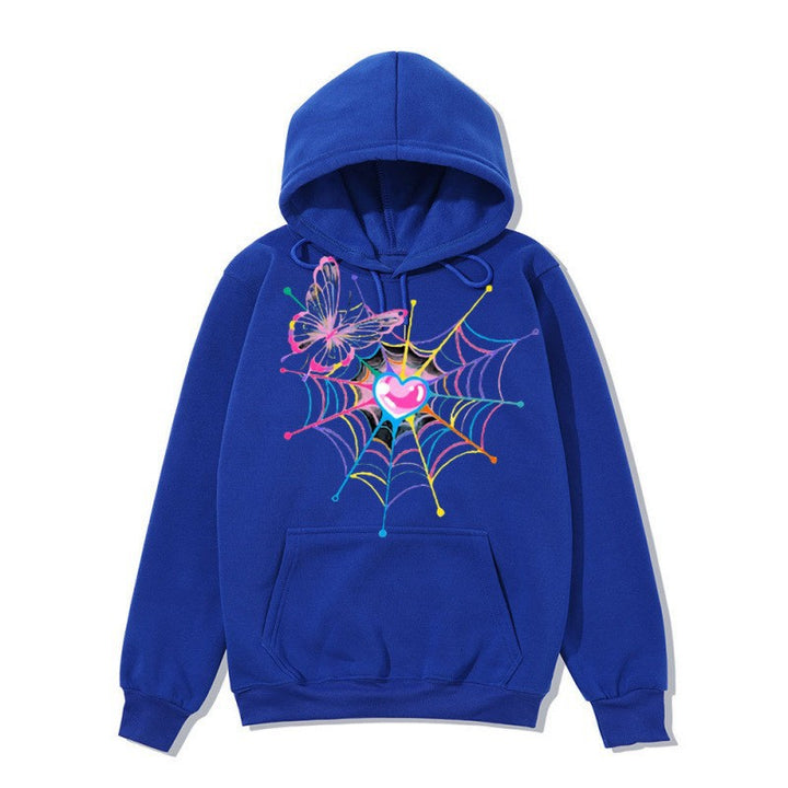 Women's hooded sweatshirt with artistic butterfly spiderweb motif Chic & Stil