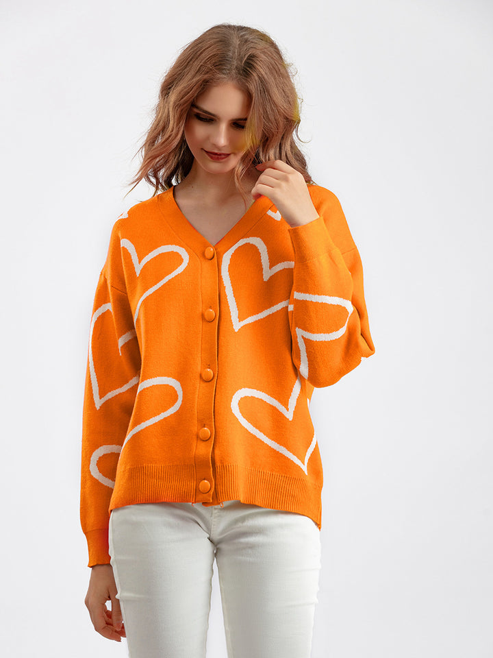Knitted jacket for women with heart pattern and relaxed fit Lune London