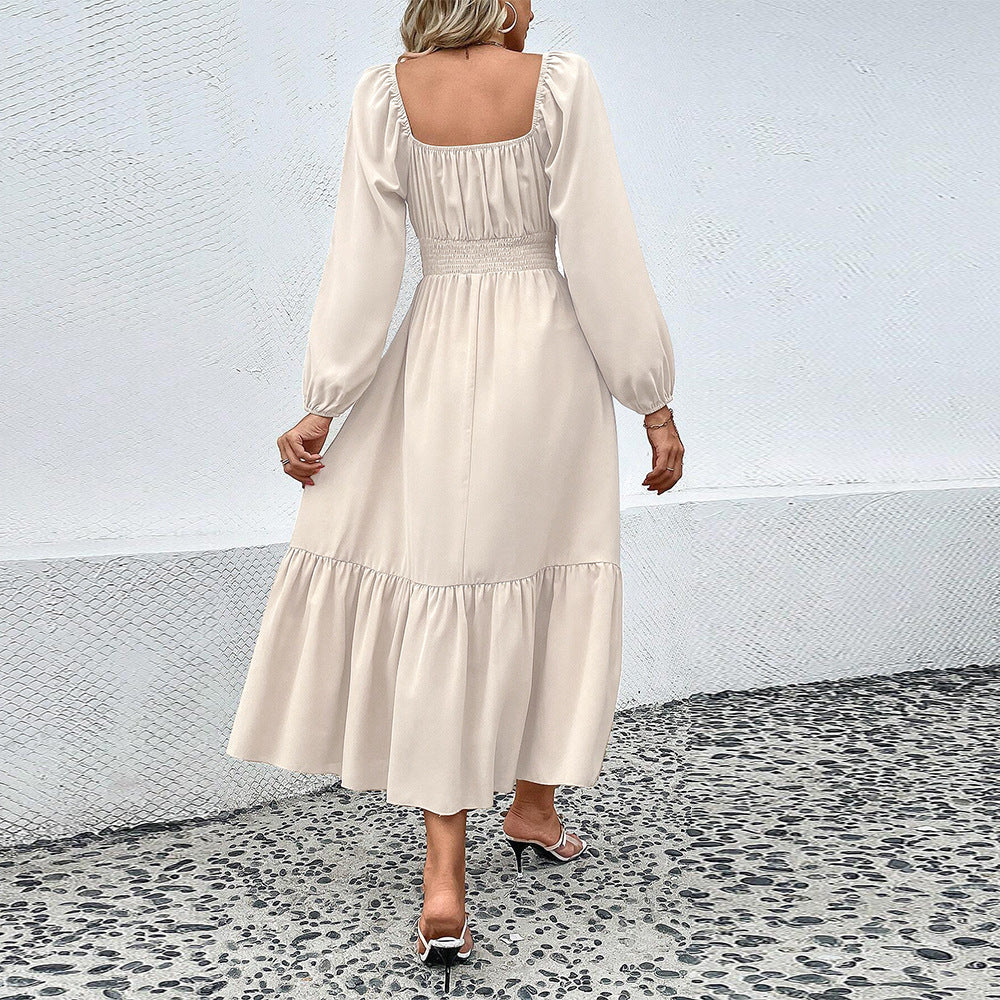 Robe midi femme avec taille flatteuse et volants élégants Chic & Stil