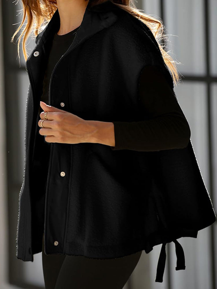 Ladies Oversized Fleece vest with side pockets and snap closure Lune London