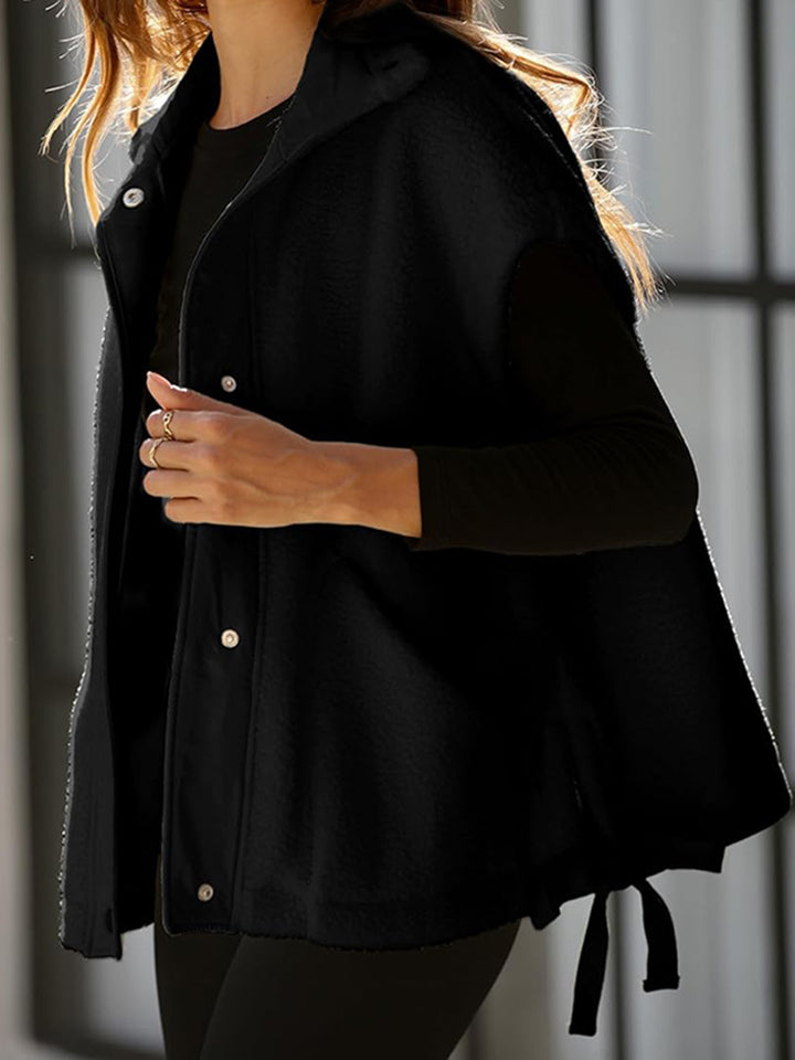 Ladies Oversized Fleece vest with side pockets and snap closure Lune London