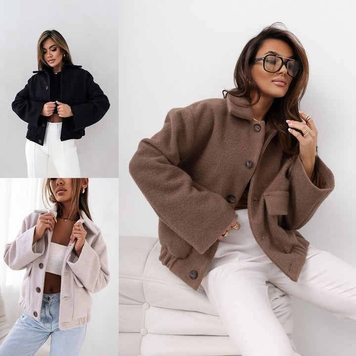 Women Casual Overshirt Jacket with Practical Pockets and Button Closure Lune London