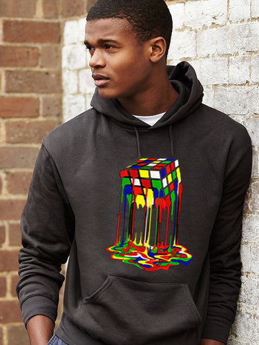 Men's hoodie with creative graphic print Rubik's Cube Lune London