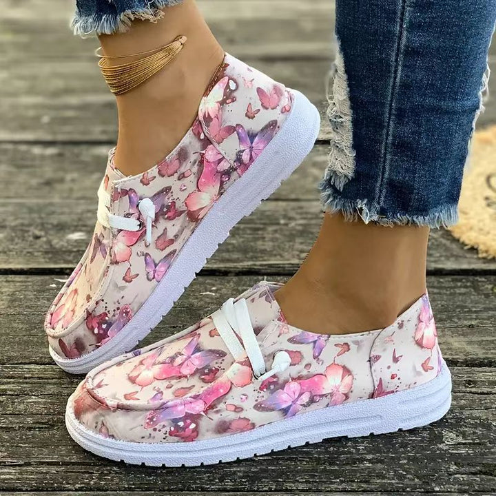 Leisure sneakers for women Designer with floral pattern and comfortable sole Lune London