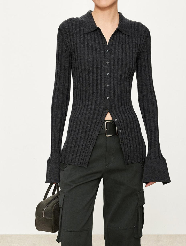 Chemises en tricot côtelé pour femmes avec une coupe ajustée Chic & Stil