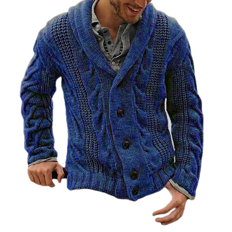 Men's knitted jacket with a modern braid pattern and a high collar Lune London