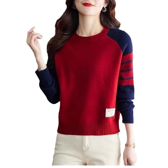 Pull rayé pour femmes avec des manches raglan à la mode Chic & Stil