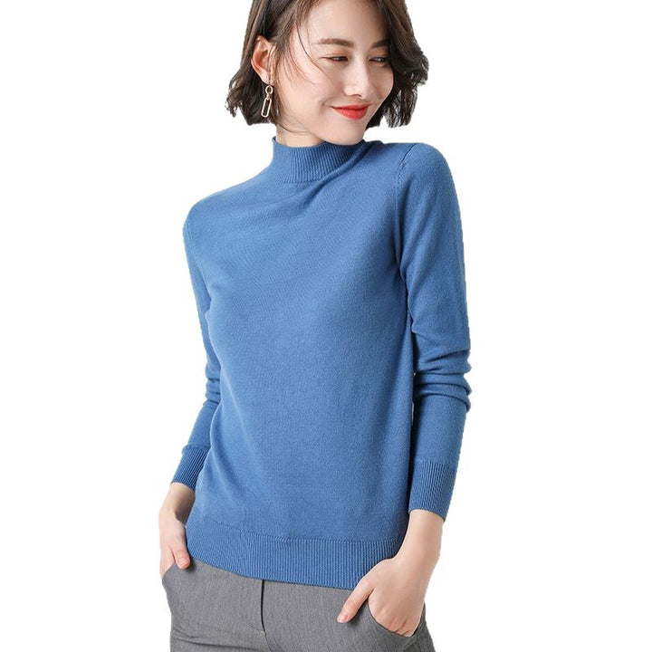 Femme Pull Fin Tricot Col Montant Chic & Stil