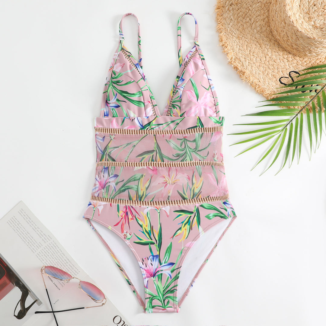 Women's swim set with wrap skirt and floral design Lune London