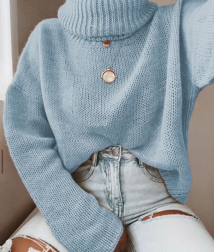 Knitted women's sweater with turtleneck and relaxed fit Lune London