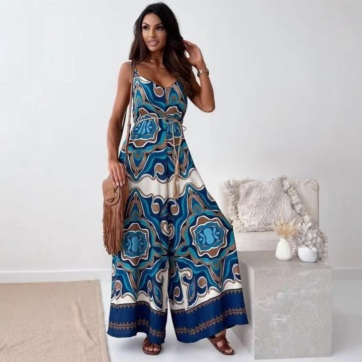 Ladies Bohemian Wide Leg Jumpsuit Lune London