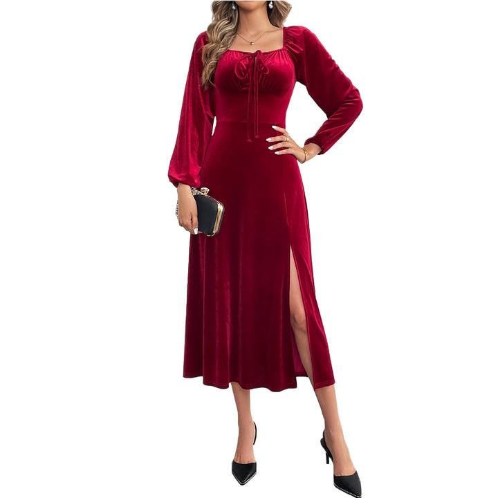 Robe maxi pour femmes avec drapés élégants et fente haute Chic & Stil