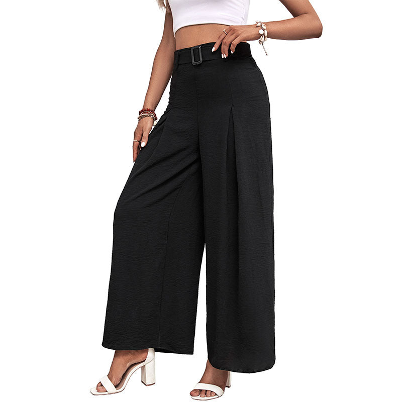 Elegant high waist wide trousers for women with belt and pleats Lune London