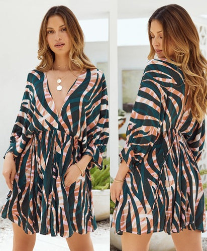 Ladies Mini Dress Abstract Print Fluid Lune London