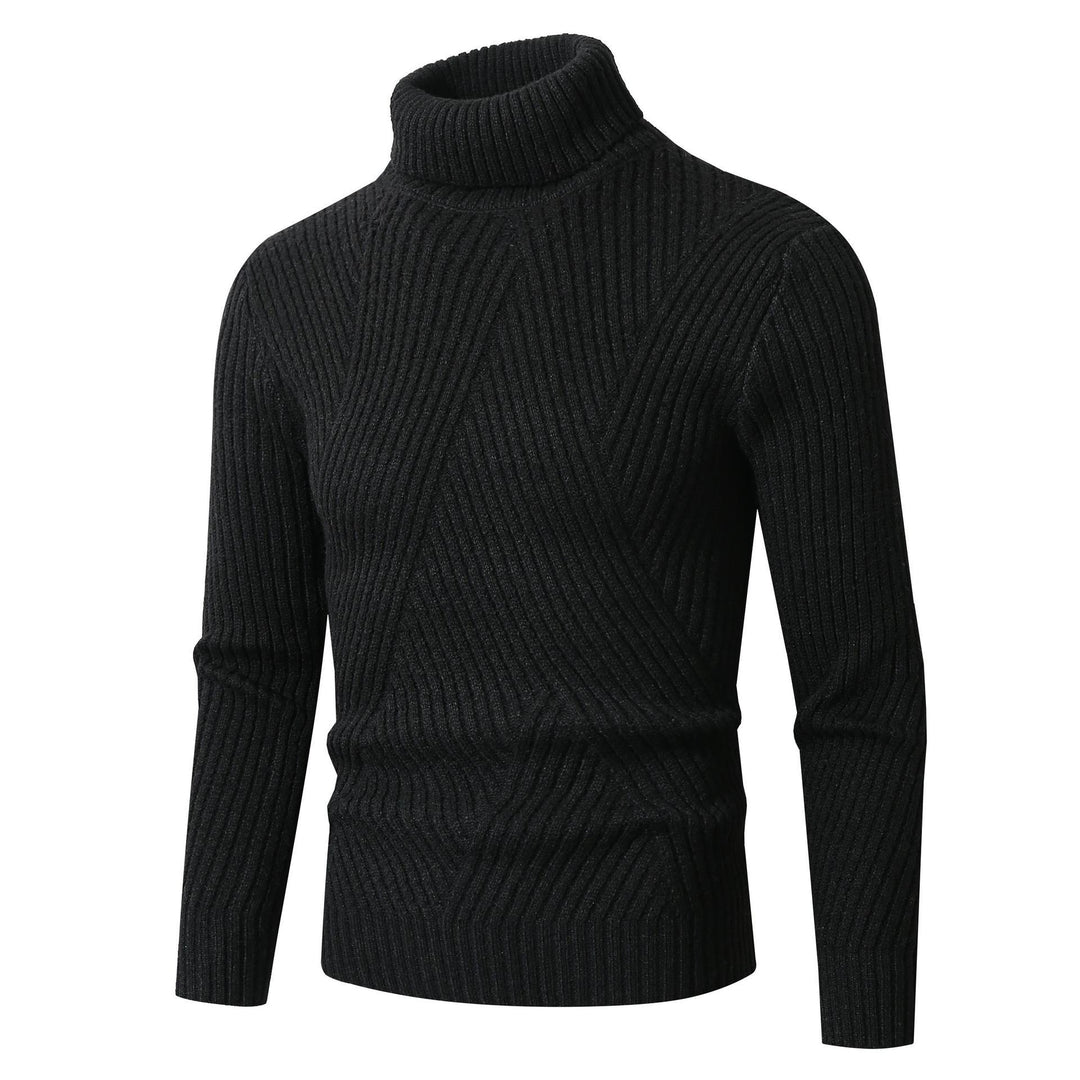 Thick knit sweater for men with high collar and decorative textured pattern Lune London