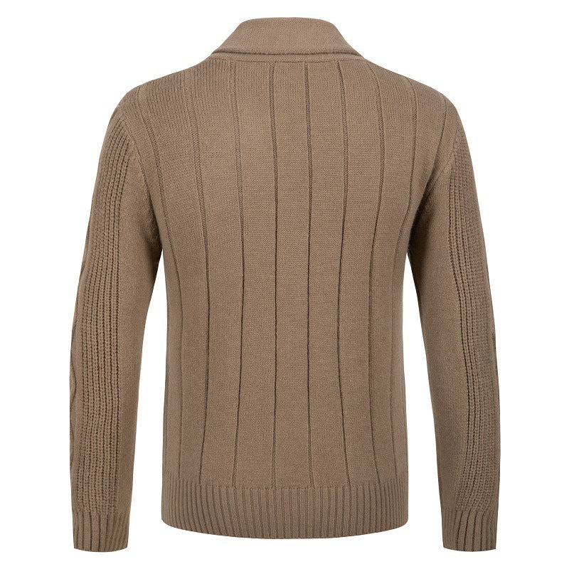 Men's knitted cable pattern jacket with chic and stylish button placket